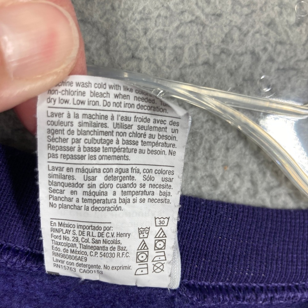 Emerson College Lions Sweatshirt Women XL Purple Pullover Champion Sweater FLAW - Picture 9 of 12